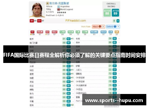 FIFA国际比赛日赛程全解析你必须了解的关键要点指南时间安排 FIFA国际比赛日赛程全解析你必须了解的关键要点指南时间安排